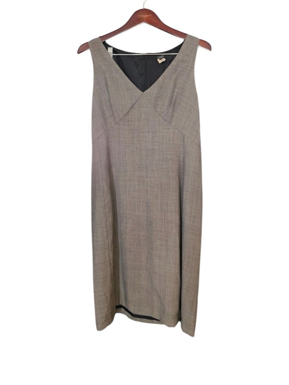 J Crew Super 120s Wool Sheath Dress Gray Plaid Sleeveless Career Size 10